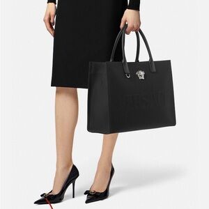 NEW Versace Black Canvas Tote Bag
